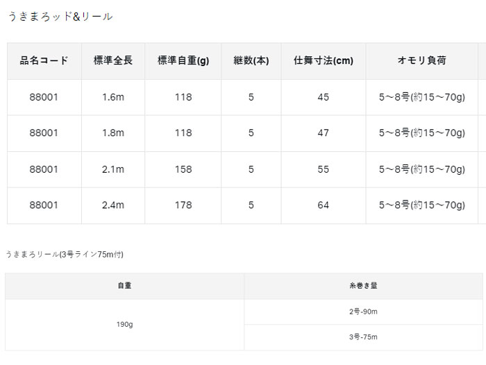 がまかつ 88001 うきまろッド＆リール 1.6m Gamakatsu - 【バス