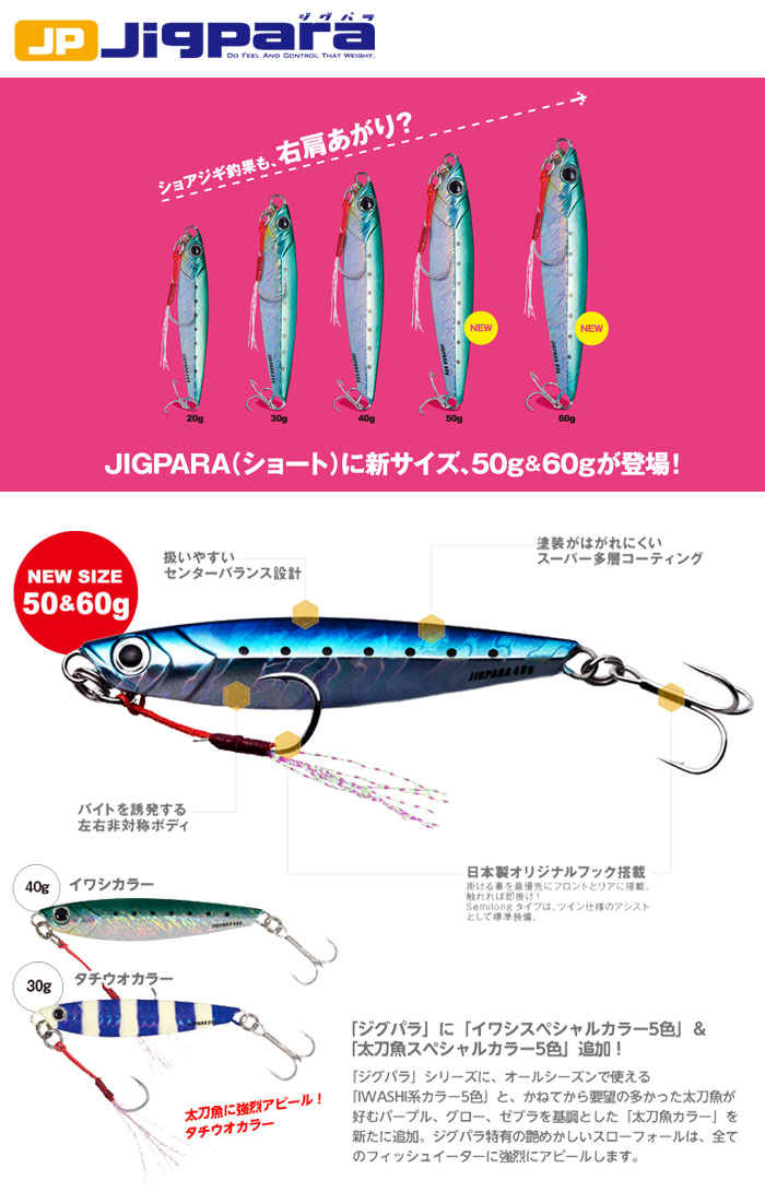 メジャークラフト ジグパラ ショート 60g Major Craft Jigpara バス ソルトのルアーフィッシング通販ショップ Backlash バックラッシュ Japanese Fishing Tackle ルアー 釣具通販