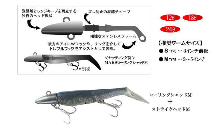 マーズ ストライクヘッド 12g ヘッドカラー付 MARS - 【バス＆ソルトの 