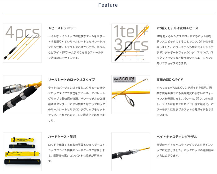 パームス クワトロ QTRGC-63L PALMS Quattoro 4ピース ベイトロッド