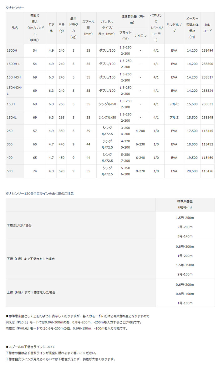 ダイワ タナセンサー 150DH-L DAIWA TANASENSOR - 【バス＆ソルトの