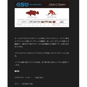 ジャッカル　ジーエスダブル　GSW-C72MH+　JACKALL　GSW　